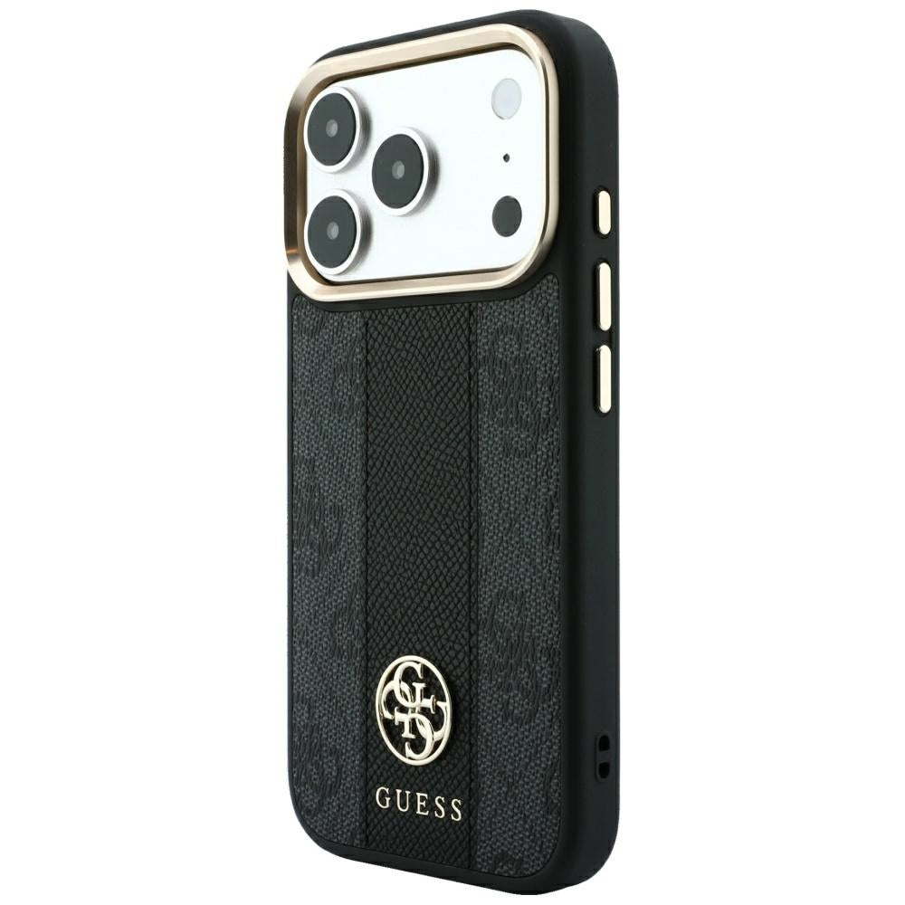 Калъф MagSafe за Apple iPhone 18 Pro Max / 17 Pro Max, Guess, 4G Stripe Round Classic Logo, Черен