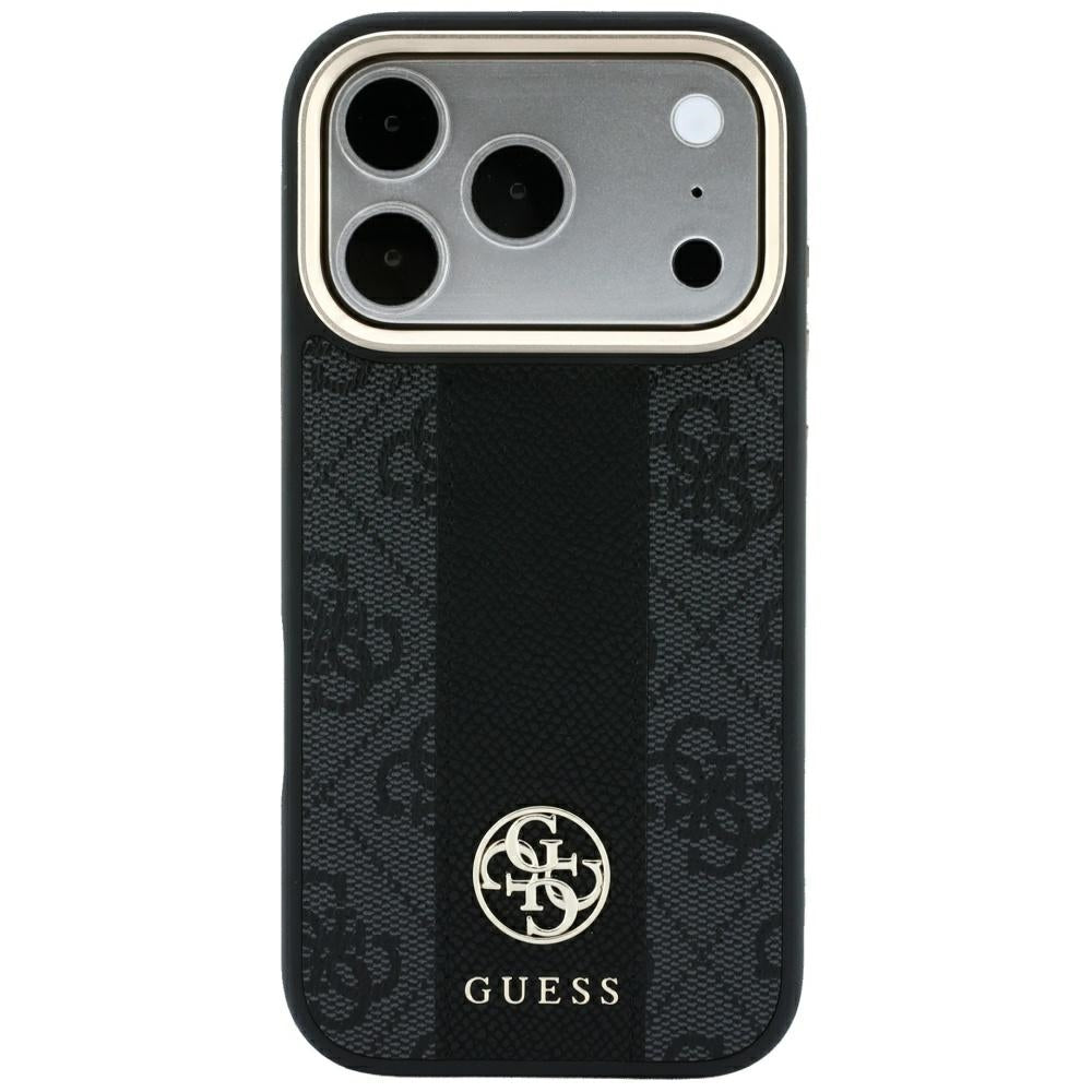 Калъф MagSafe за Apple iPhone 18 Pro Max / 17 Pro Max, Guess, 4G Stripe Round Classic Logo, Черен