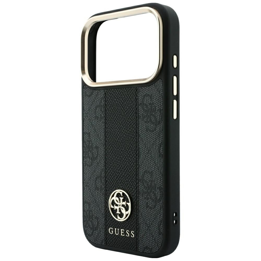 Калъф MagSafe за Apple iPhone 18 Pro Max / 17 Pro Max, Guess, 4G Stripe Round Classic Logo, Черен