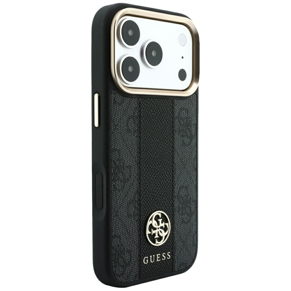 Калъф MagSafe за Apple iPhone 18 Pro Max / 17 Pro Max, Guess, 4G Stripe Round Classic Logo, Черен
