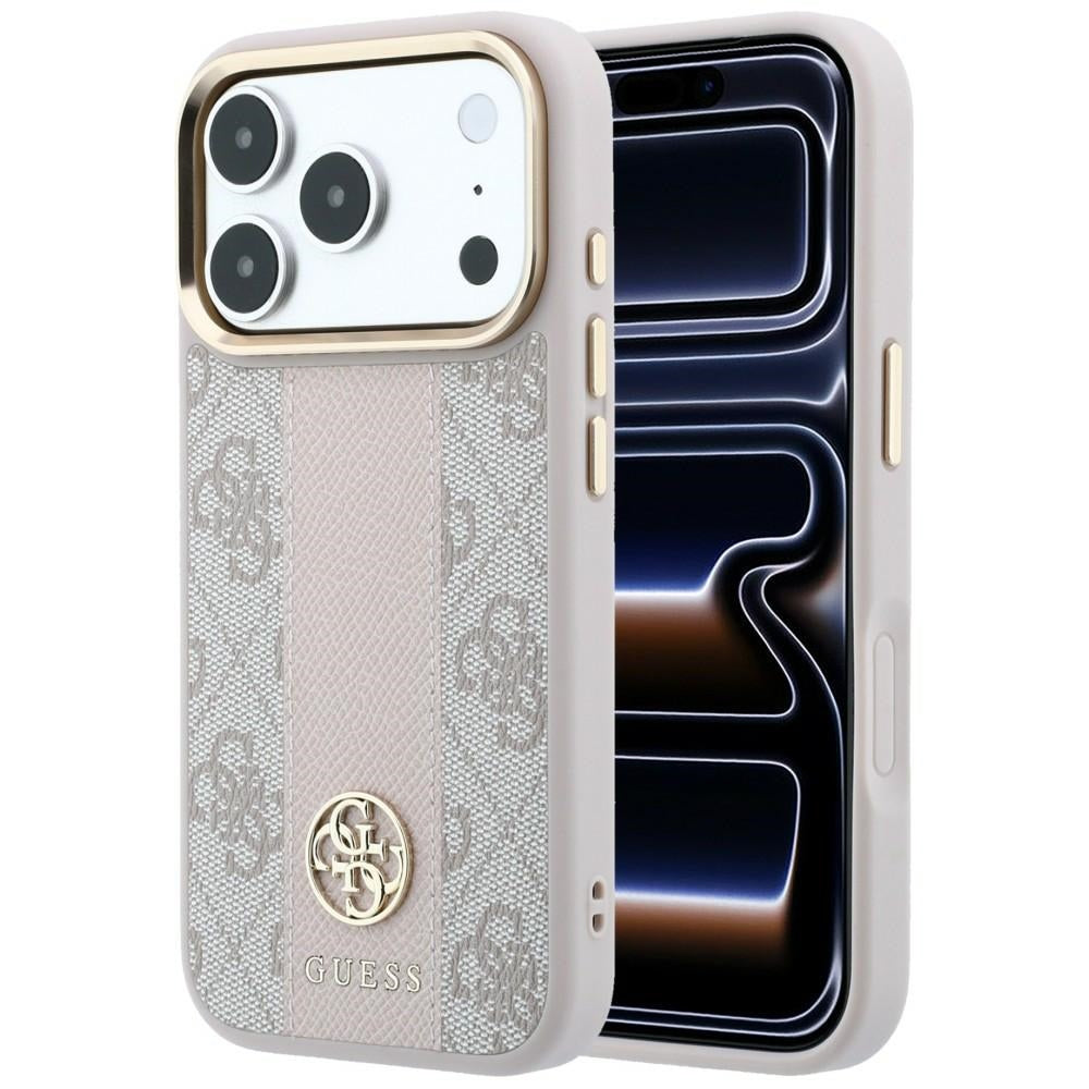 Калъф MagSafe за Apple iPhone 18 Pro Max / 17 Pro Max, Guess, 4G Stripe Round Classic Logo, Розов