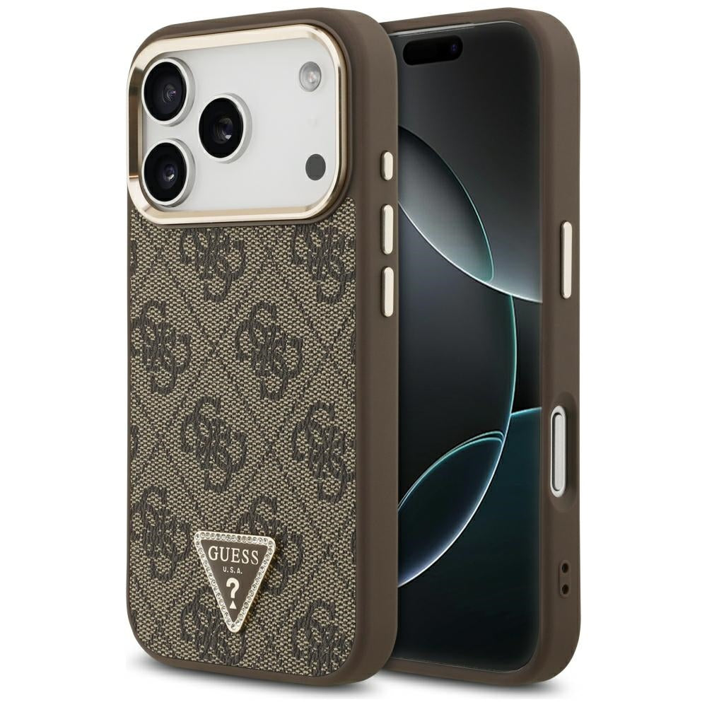 Калъф MagSafe за Apple iPhone 18 Pro Max / 17 Pro Max, Guess, 4G Triangle Logo, Кафяв