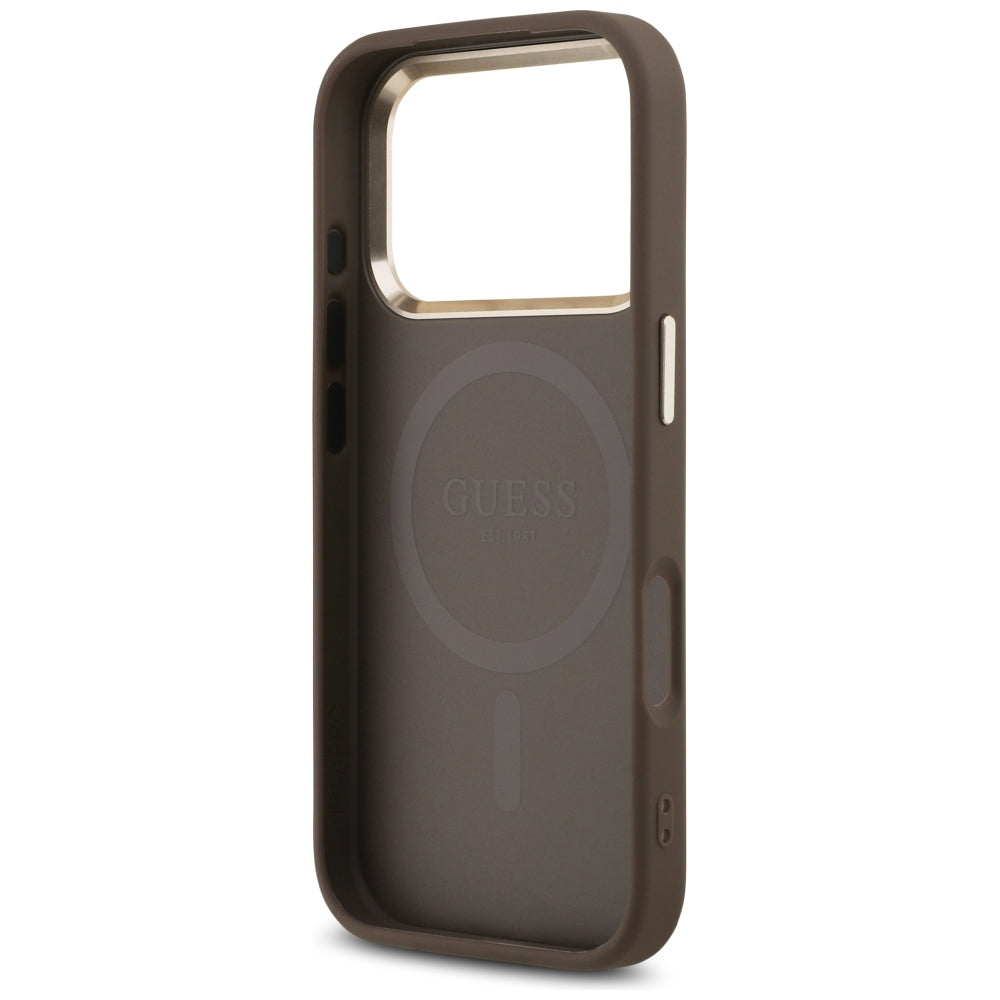 Калъф MagSafe за Apple iPhone 18 Pro Max / 17 Pro Max, Guess, 4G Triangle Logo, Кафяв