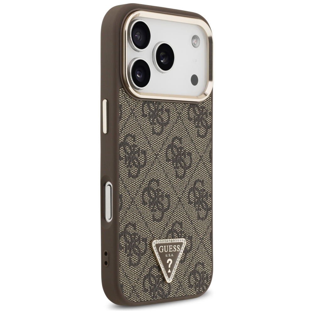 Калъф MagSafe за Apple iPhone 18 Pro Max / 17 Pro Max, Guess, 4G Triangle Logo, Кафяв