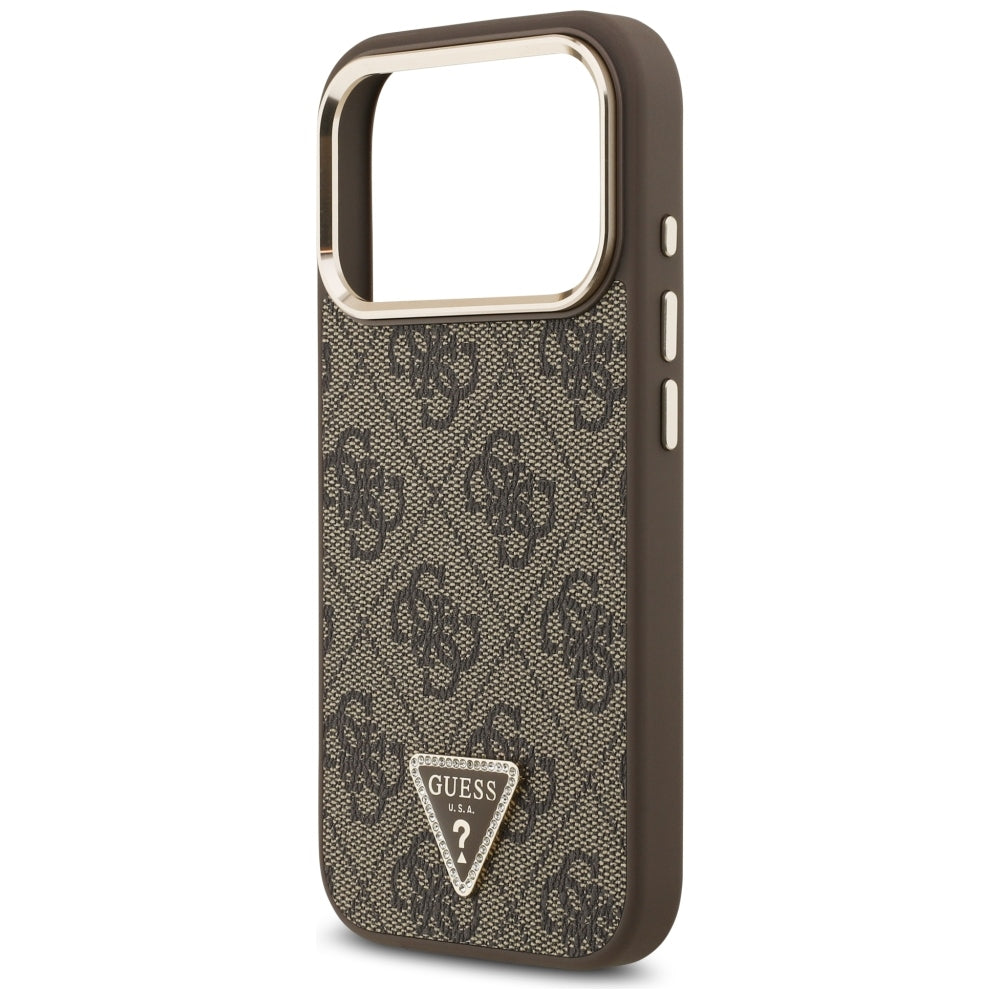 Калъф MagSafe за Apple iPhone 18 Pro Max / 17 Pro Max, Guess, 4G Triangle Logo, Кафяв