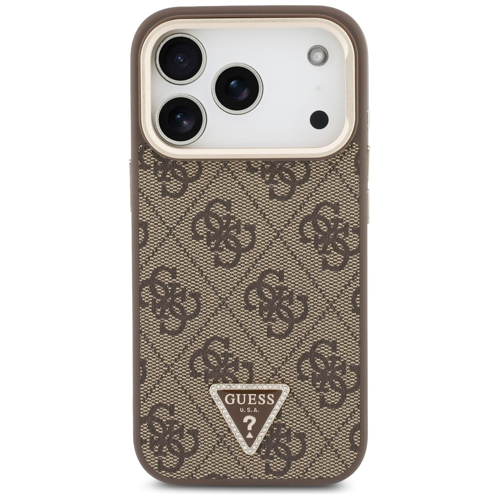 Калъф MagSafe за Apple iPhone 18 Pro Max / 17 Pro Max, Guess, 4G Triangle Logo & Stand Camera, кафяво