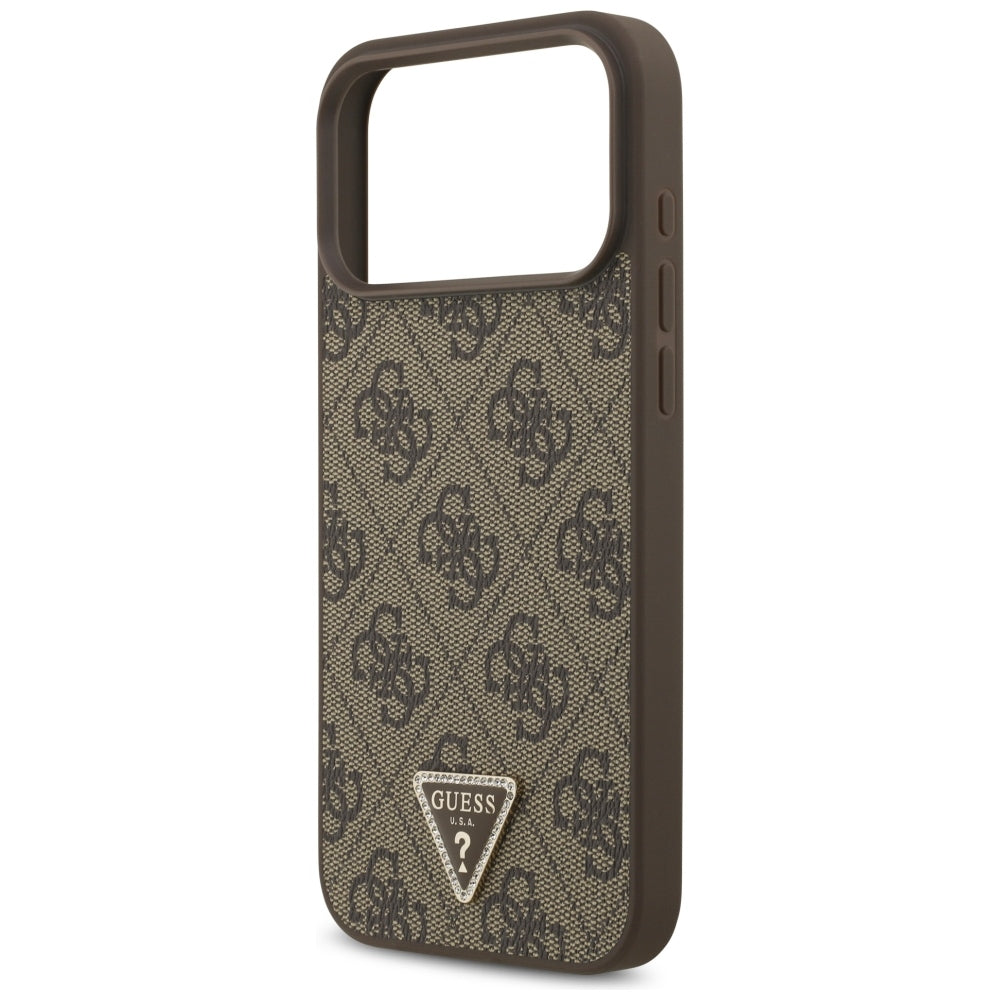 Калъф MagSafe за Apple iPhone 18 Pro Max / 17 Pro Max, Guess, 4G Triangle Strass, Кафяв