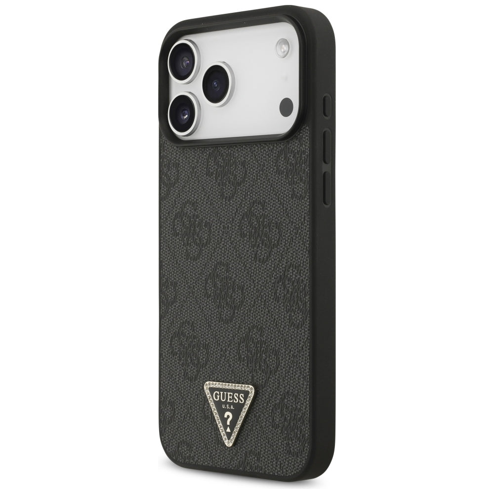 Калъф MagSafe за Apple iPhone 18 Pro Max / 17 Pro Max, Guess, 4G Triangle Strass, Черен