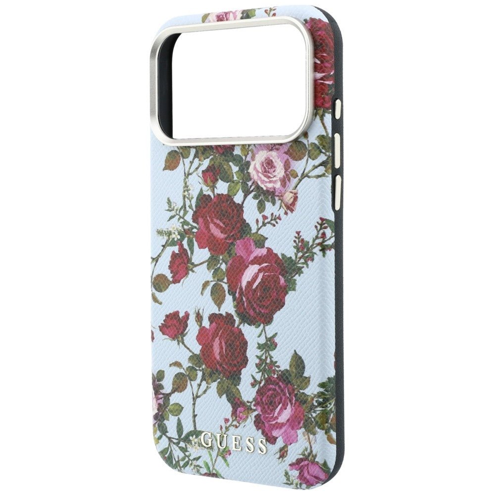 Калъф MagSafe за Apple iPhone 18 Pro Max / 17 Pro Max, Guess, Blossom Roses Print, синьо-розов