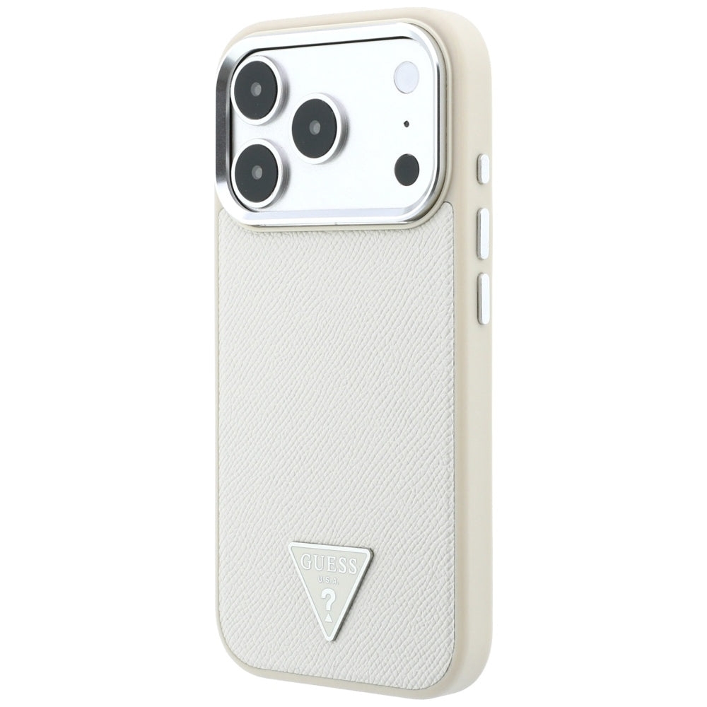 Калъф MagSafe за Apple iPhone 18 Pro Max / 17 Pro Max, Guess, Гранулирано триъгълно лого, Бежов
