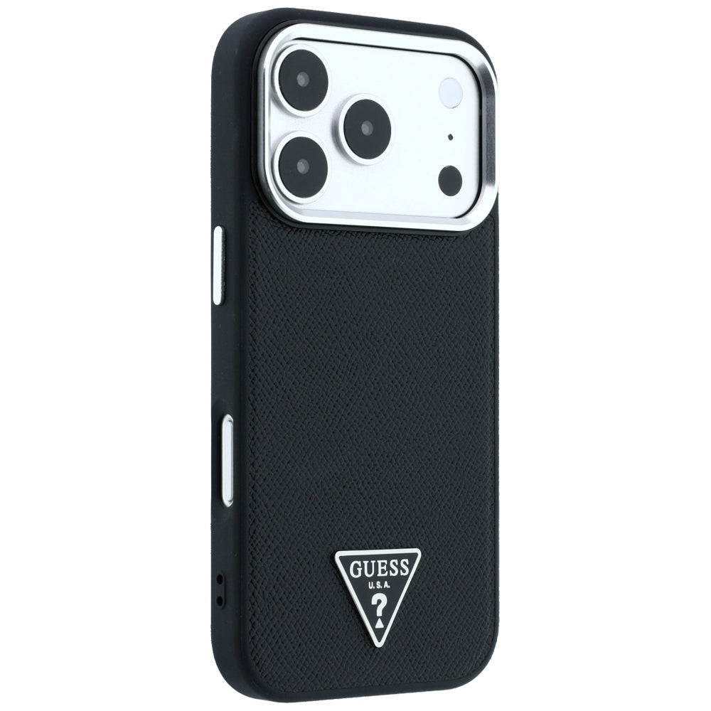 Калъф MagSafe за Apple iPhone 18 Pro Max / 17 Pro Max, Guess, с грапаво триъгълно лого, черен