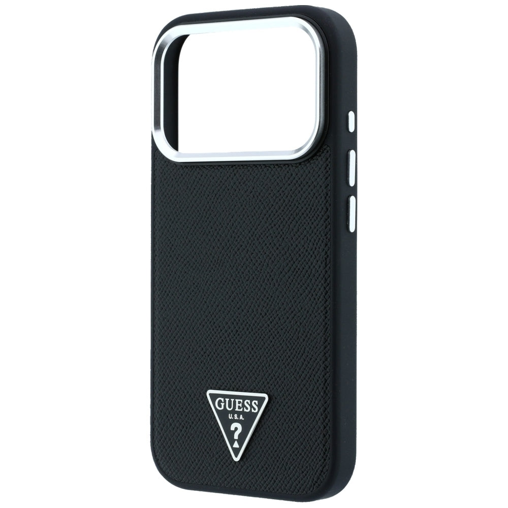 Калъф MagSafe за Apple iPhone 18 Pro Max / 17 Pro Max, Guess, с грапаво триъгълно лого, черен