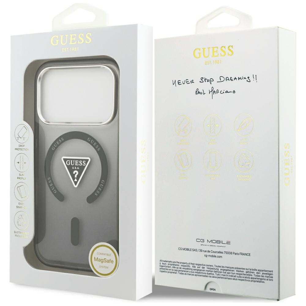 Калъф MagSafe за Apple iPhone 18 Pro Max / 17 Pro Max, Guess, IML Gradient Triangle Logo, черен
