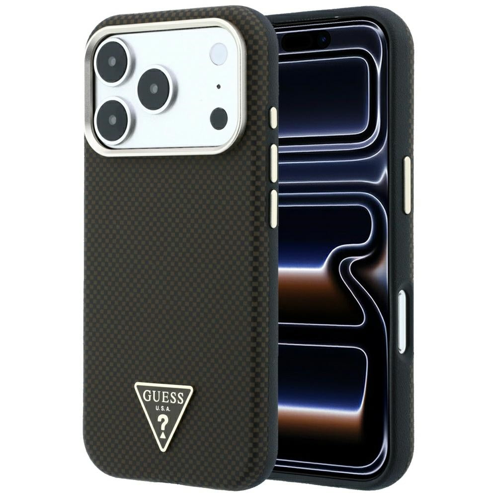 Калъф MagSafe за Apple iPhone 18 Pro Max / 17 Pro Max, Guess, Kevlar Triangle Logo, Кафяв