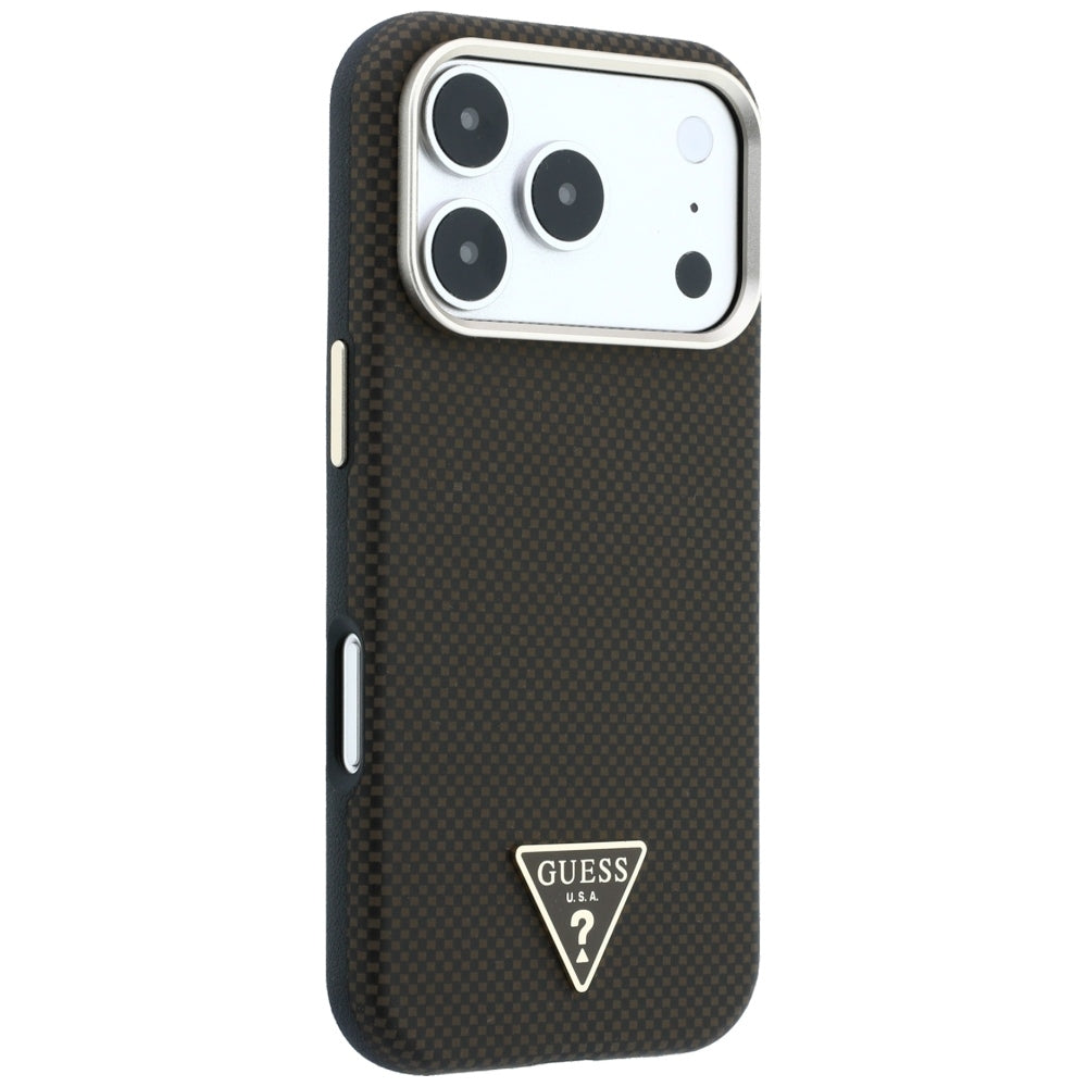 Калъф MagSafe за Apple iPhone 18 Pro Max / 17 Pro Max, Guess, Kevlar Triangle Logo, Кафяв