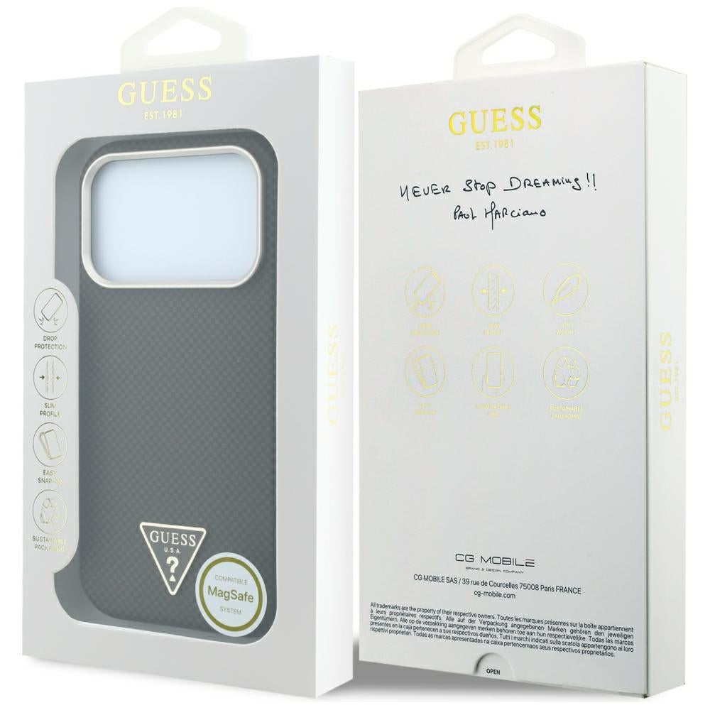 Калъф MagSafe за Apple iPhone 18 Pro Max / 17 Pro Max, Guess, Kevlar Triangle Logo, Кафяв