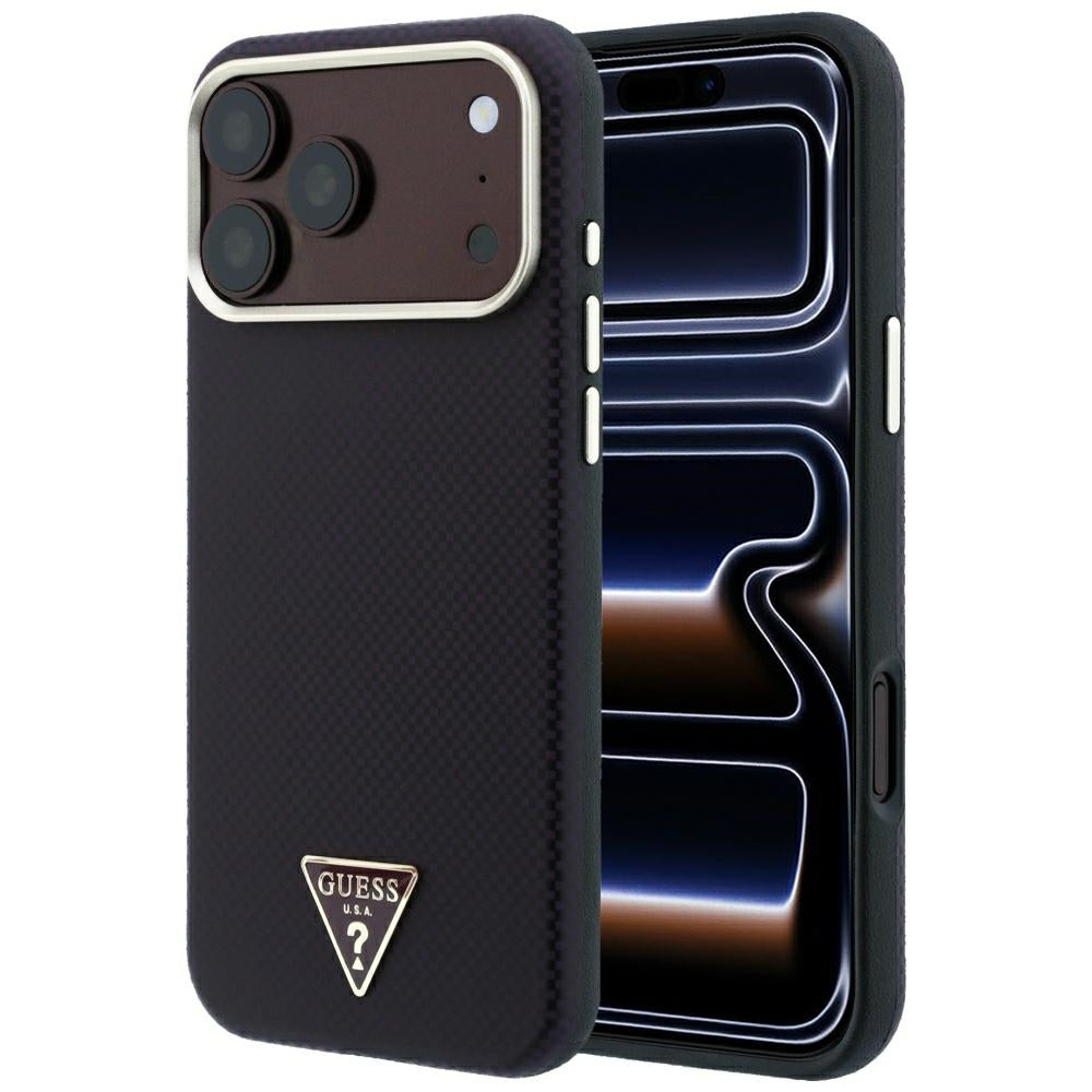 Калъф MagSafe за Apple iPhone 18 Pro Max / 17 Pro Max, Guess, Kevlar Triangle Logo, Бордо