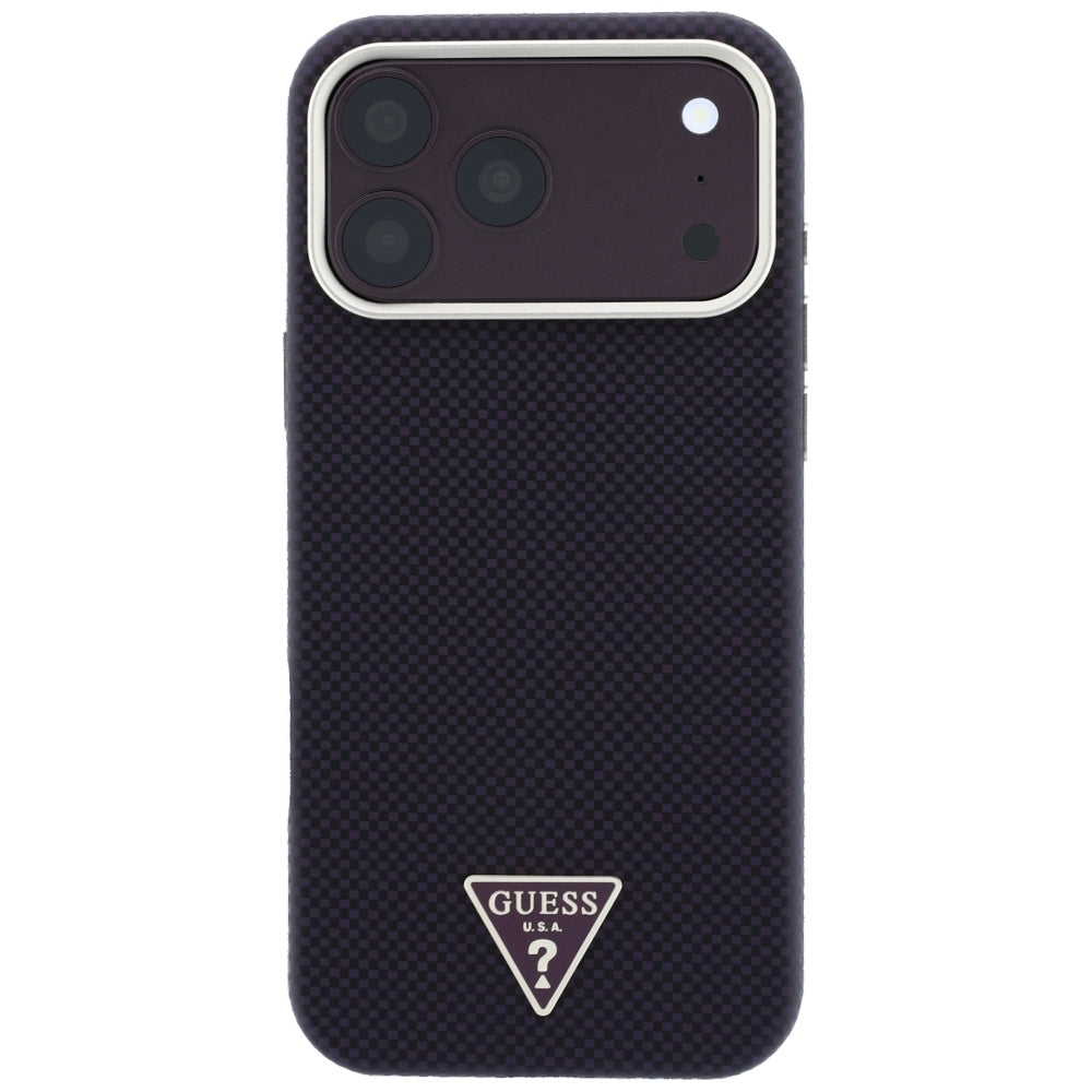 Калъф MagSafe за Apple iPhone 18 Pro Max / 17 Pro Max, Guess, Kevlar Triangle Logo, Бордо