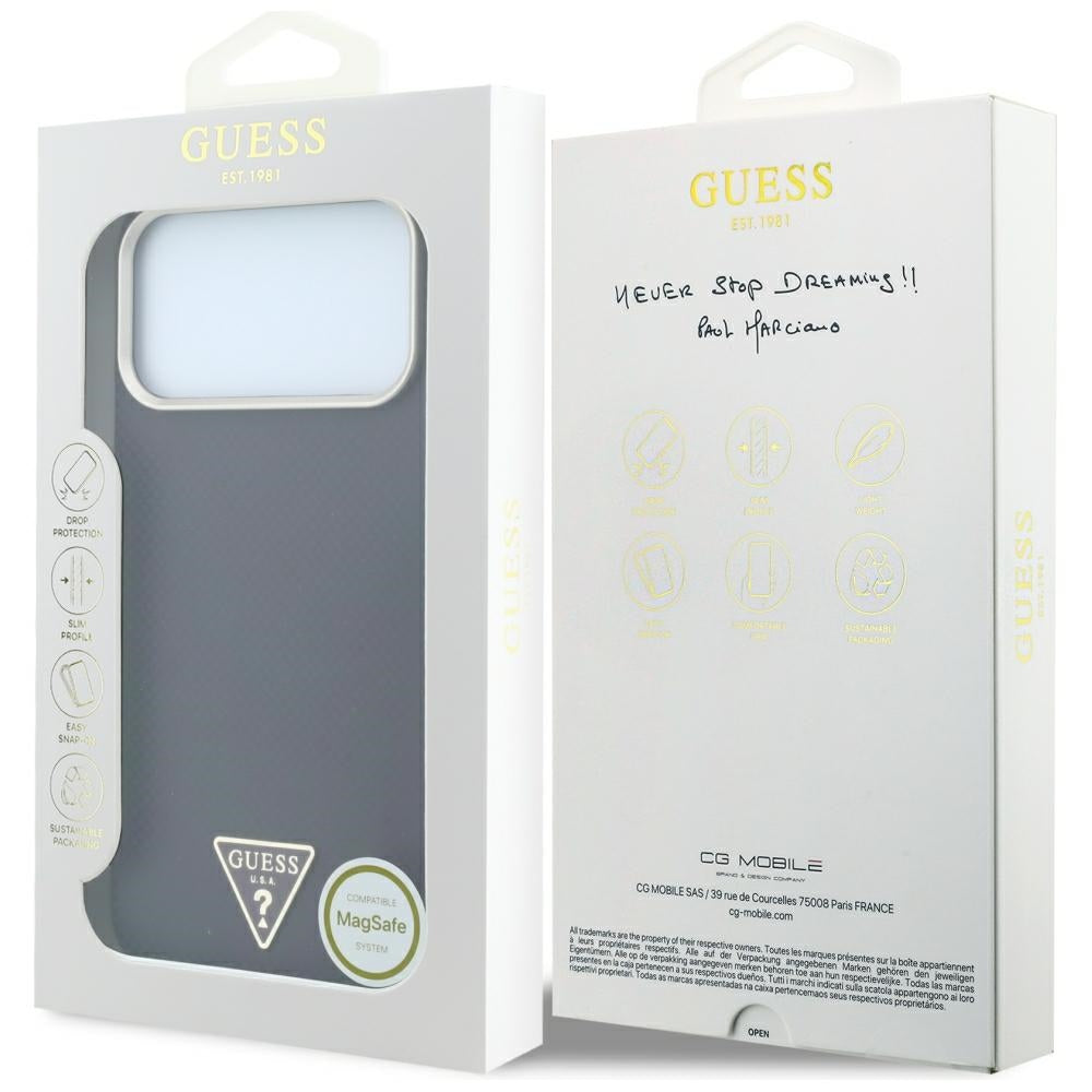 Калъф MagSafe за Apple iPhone 18 Pro Max / 17 Pro Max, Guess, Kevlar Triangle Logo, Бордо