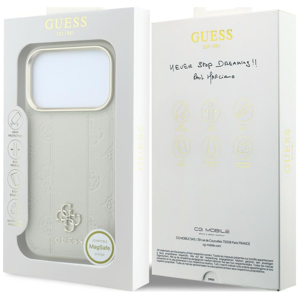 Калъф MagSafe за Apple iPhone 18 Pro Max / 17 Pro Max, Guess, Peony 4G Small Logo, Бежов