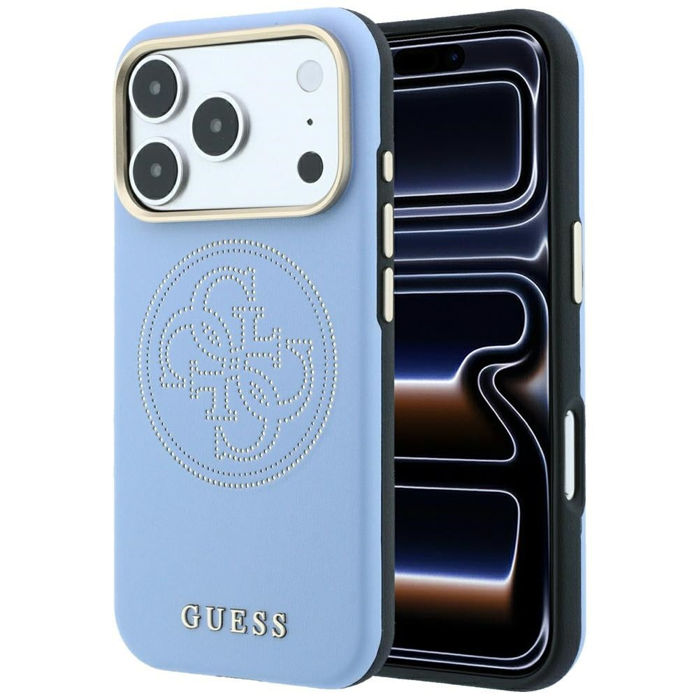 Калъф MagSafe за Apple iPhone 18 Pro Max / 17 Pro Max, Guess, Перфорирана 4G, Син