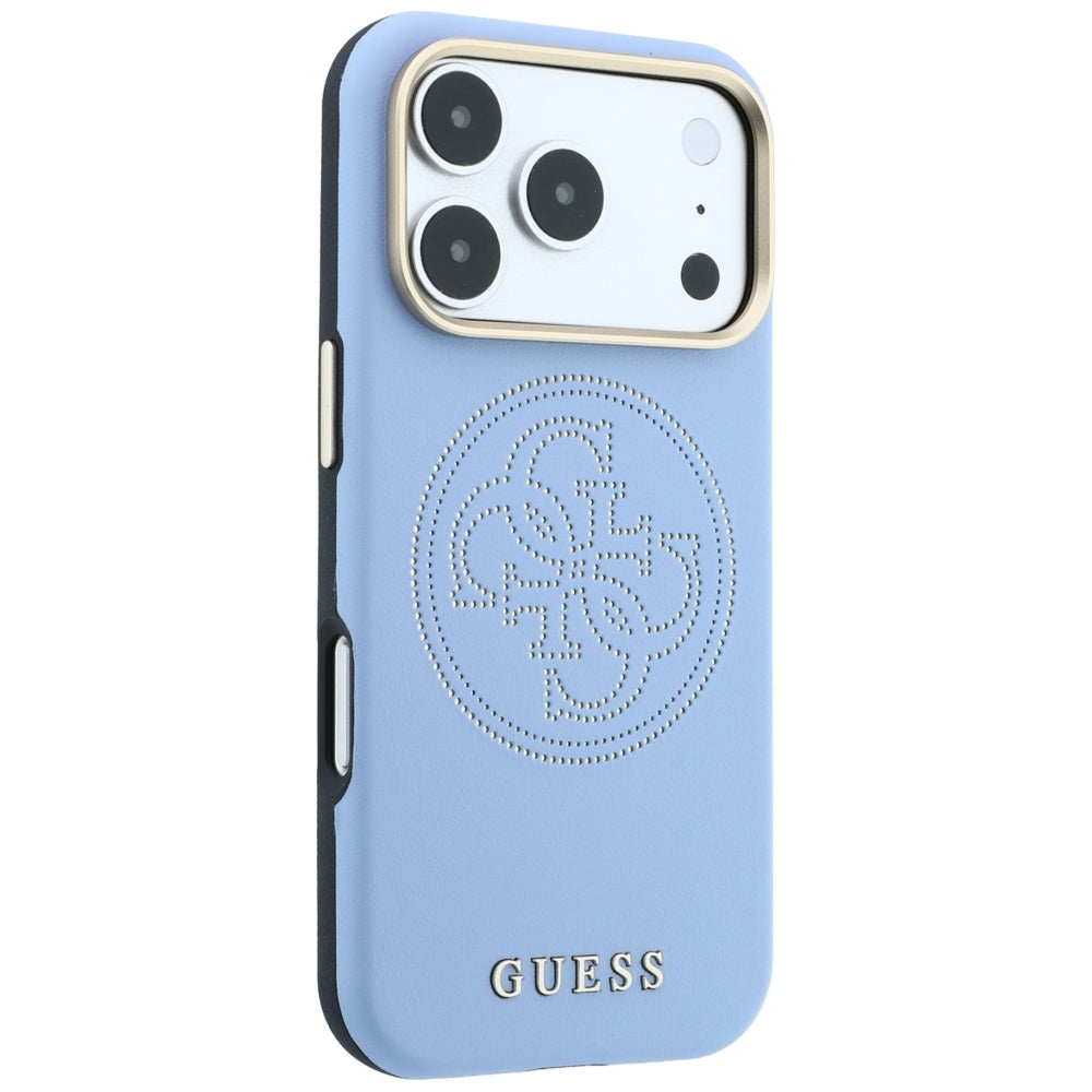 Калъф MagSafe за Apple iPhone 18 Pro Max / 17 Pro Max, Guess, Перфорирана 4G, Син