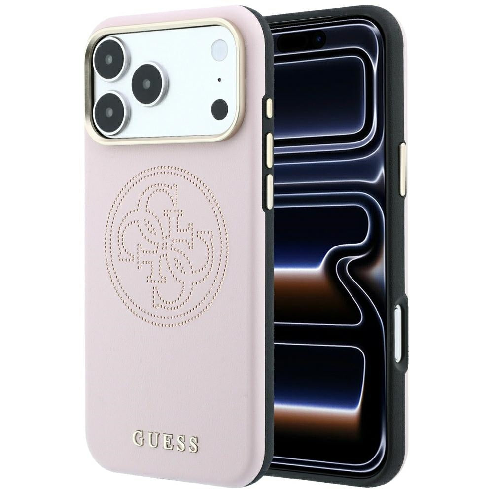Калъф MagSafe за Apple iPhone 18 Pro Max / 17 Pro Max, Guess, Перфорирана 4G, Розов