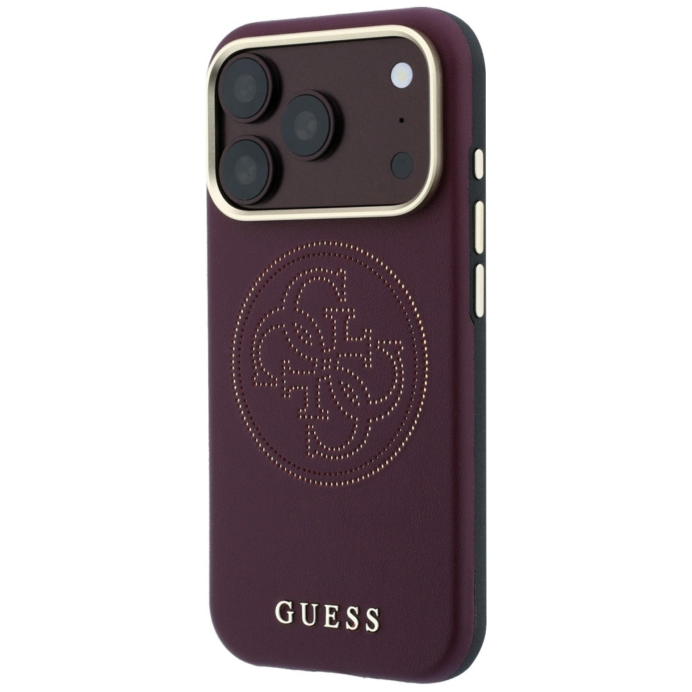 Калъф MagSafe за Apple iPhone 18 Pro Max / 17 Pro Max, Guess, Перфорирана 4G, Бордо