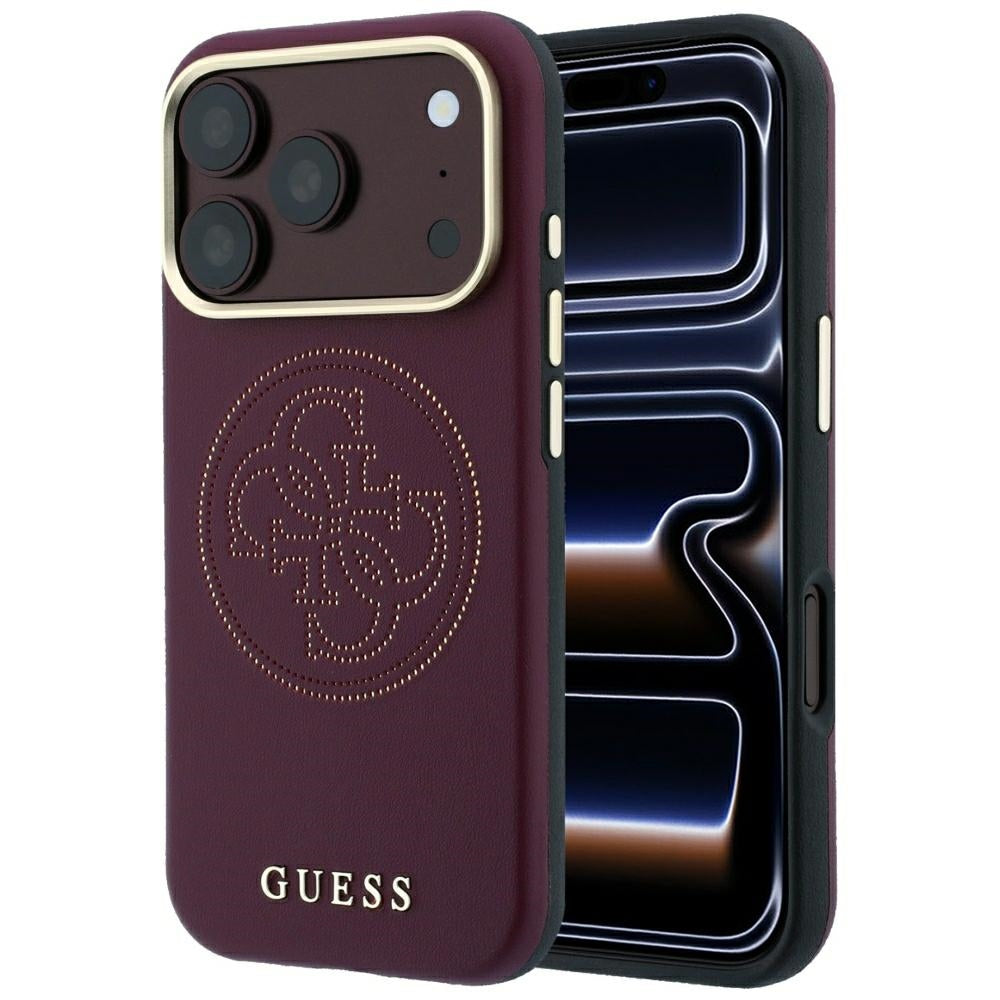 Калъф MagSafe за Apple iPhone 18 Pro Max / 17 Pro Max, Guess, Перфорирана 4G, Бордо