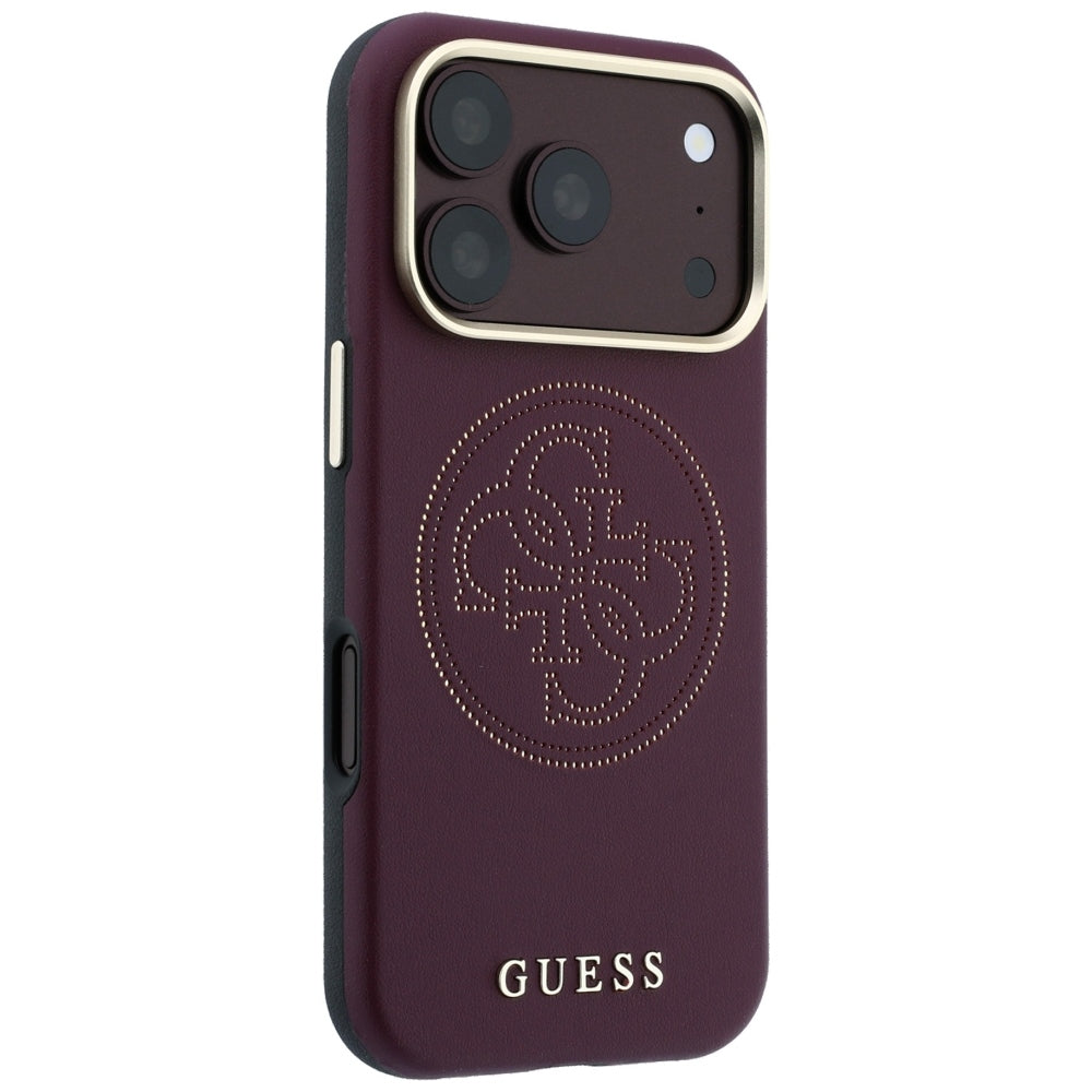 Калъф MagSafe за Apple iPhone 18 Pro Max / 17 Pro Max, Guess, Перфорирана 4G, Бордо