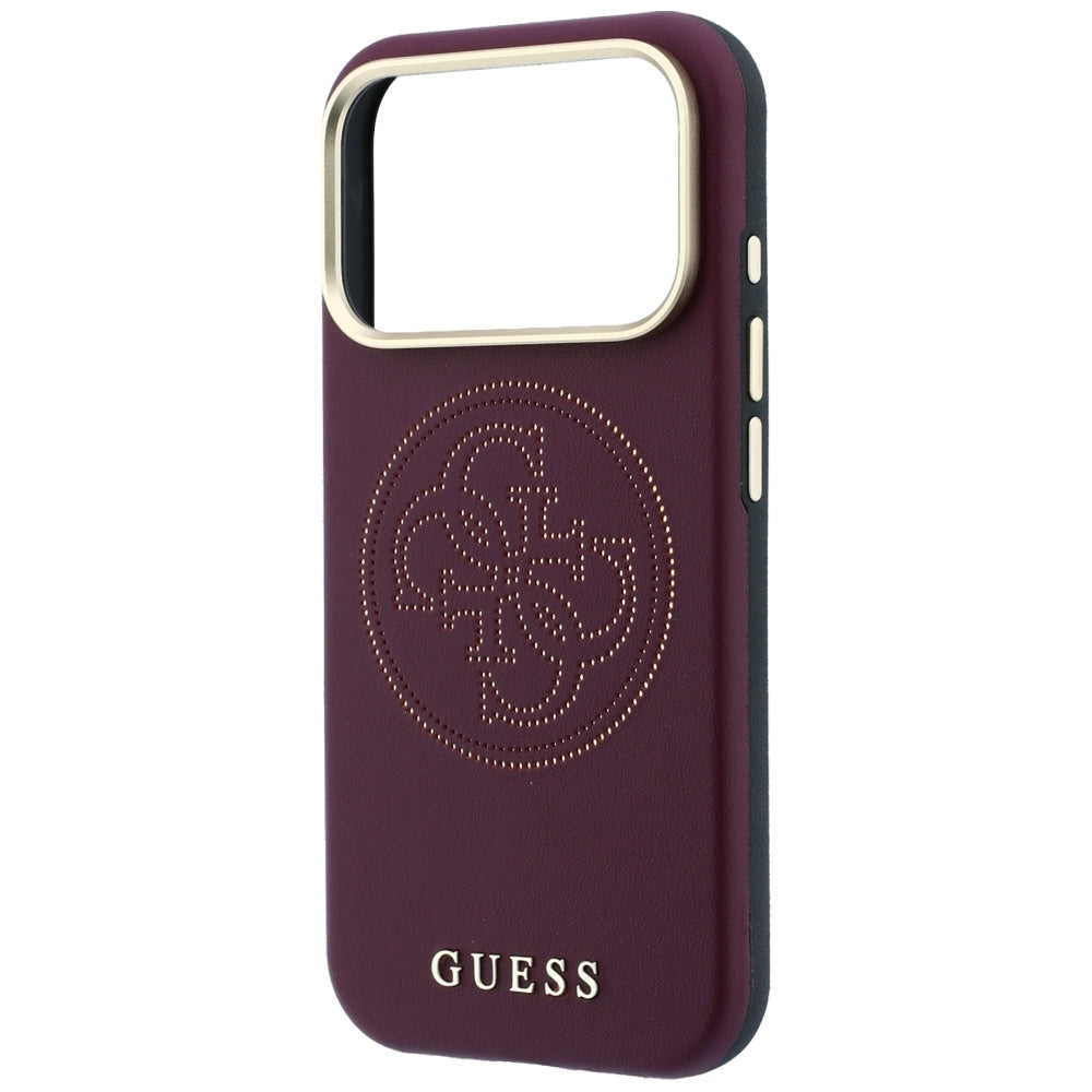 Калъф MagSafe за Apple iPhone 18 Pro Max / 17 Pro Max, Guess, Перфорирана 4G, Бордо