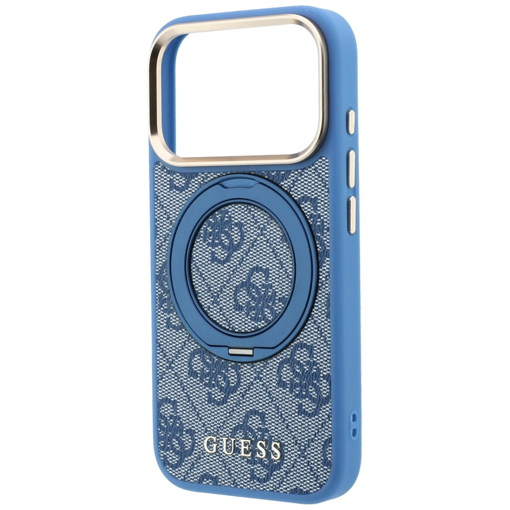 MagSafe Case for Apple iPhone 18 Pro Max / 17 Pro Max, Guess, Ring Stand 360 4G Classic Logo, Blue