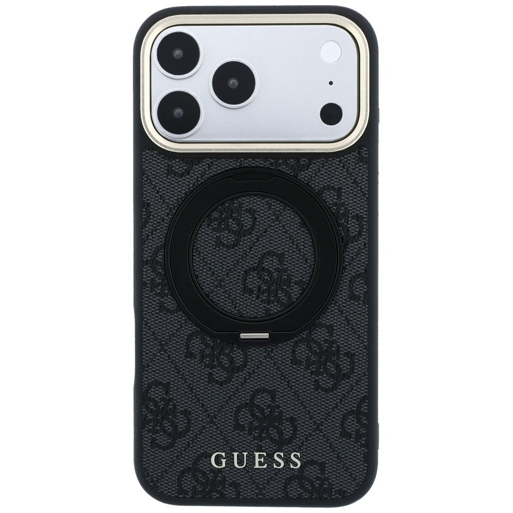 Калъф MagSafe за Apple iPhone 18 Pro Max / 17 Pro Max, Guess, Ring Stand Classic Logo, Черен