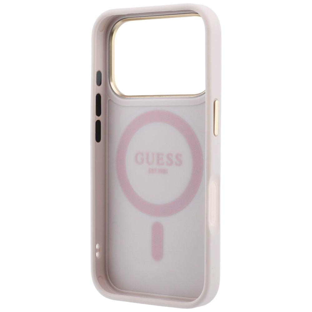 Калъф MagSafe за Apple iPhone 18 Pro Max / 17 Pro Max, Guess, Ring Stand Classic Logo, Розов