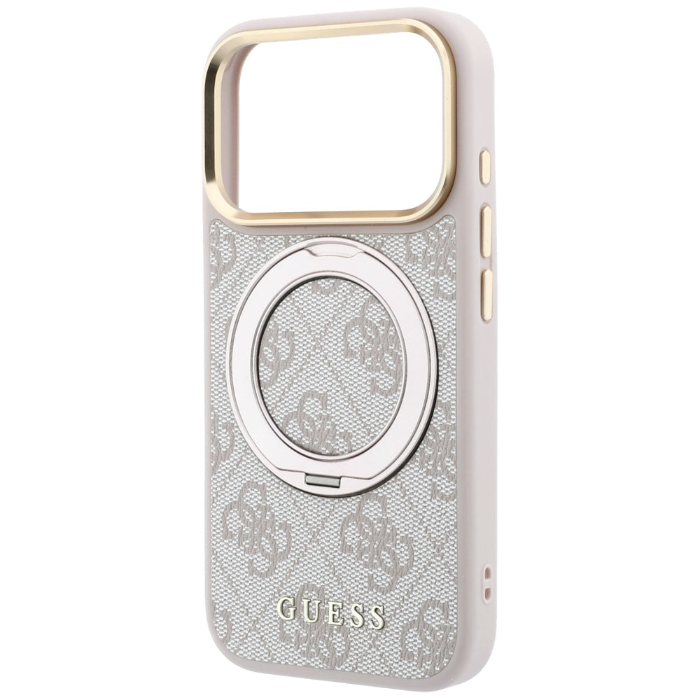Калъф MagSafe за Apple iPhone 18 Pro Max / 17 Pro Max, Guess, Ring Stand Classic Logo, Розов