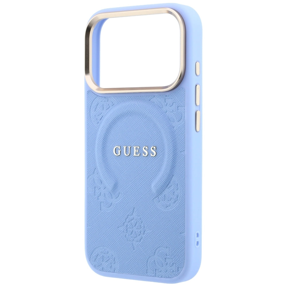 Калъф MagSafe за Apple iPhone 18 Pro Max / 17 Pro Max, Guess, Saffiano Peony Ring, Bleu
