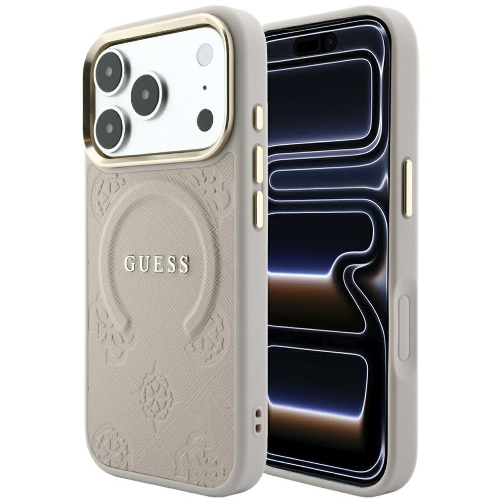 Калъф MagSafe за Apple iPhone 18 Pro Max / 17 Pro Max, Guess, Saffiano Peony Ring, Розов
