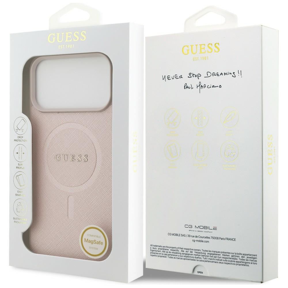 Калъф MagSafe за Apple iPhone 18 Pro Max / 17 Pro Max, Guess, Saffiano, Розов