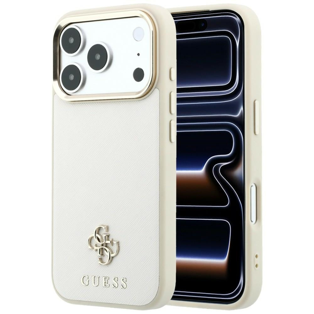 Калъф MagSafe за Apple iPhone 18 Pro Max / 17 Pro Max, Guess, Saffiano Small 4G Classic, Бежов
