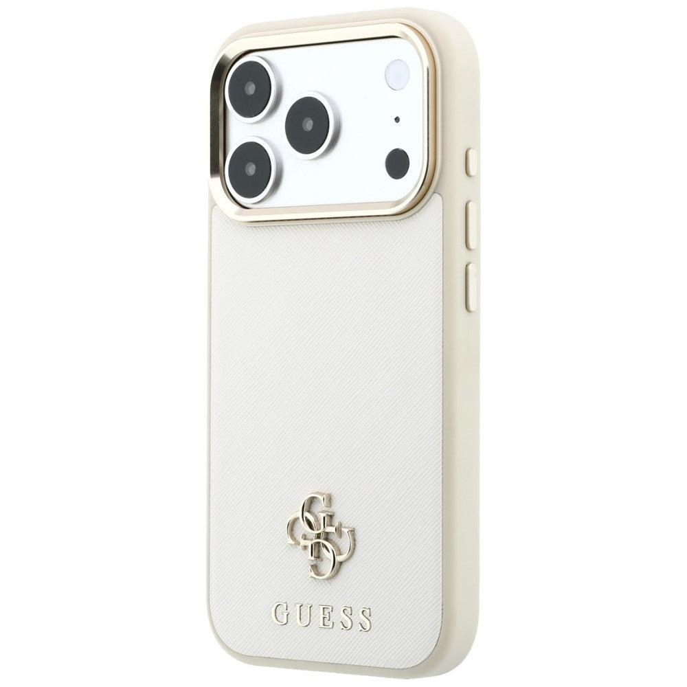 Калъф MagSafe за Apple iPhone 18 Pro Max / 17 Pro Max, Guess, Saffiano Small 4G Classic, Бежов