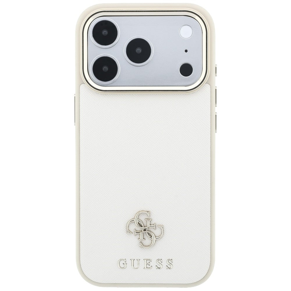Калъф MagSafe за Apple iPhone 18 Pro Max / 17 Pro Max, Guess, Saffiano Small 4G Classic, Бежов
