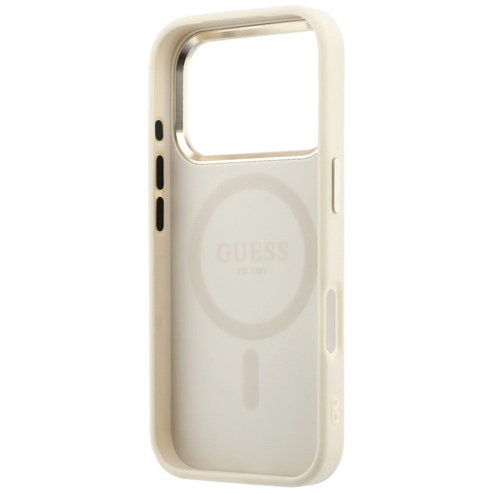 Калъф MagSafe за Apple iPhone 18 Pro Max / 17 Pro Max, Guess, Saffiano Small 4G Classic, Бежов