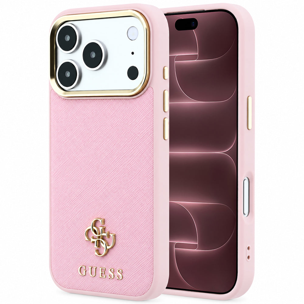 Калъф MagSafe за Apple iPhone 18 Pro Max / 17 Pro Max, Guess, Saffiano Small 4G Classic, Розов