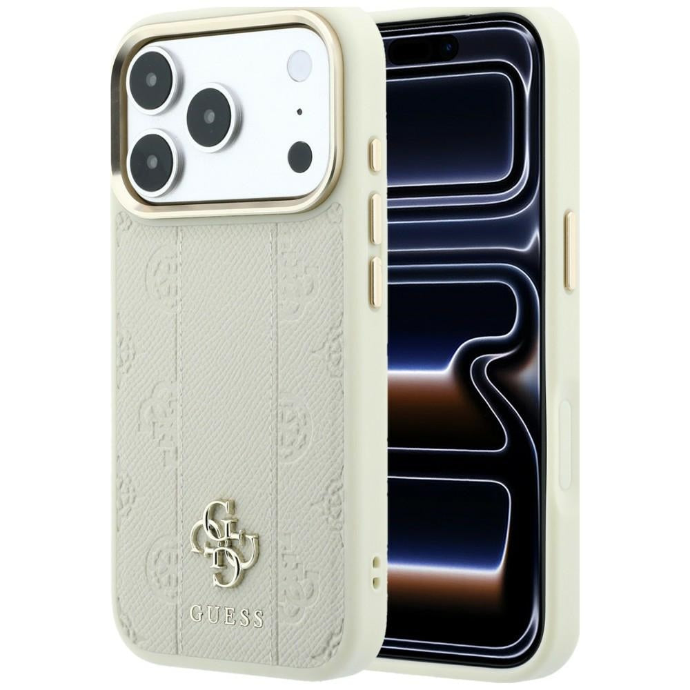 Калъф MagSafe за Apple iPhone 18 Pro Max / 17 Pro Max, Guess, Stripe Peony 4G, Бежов