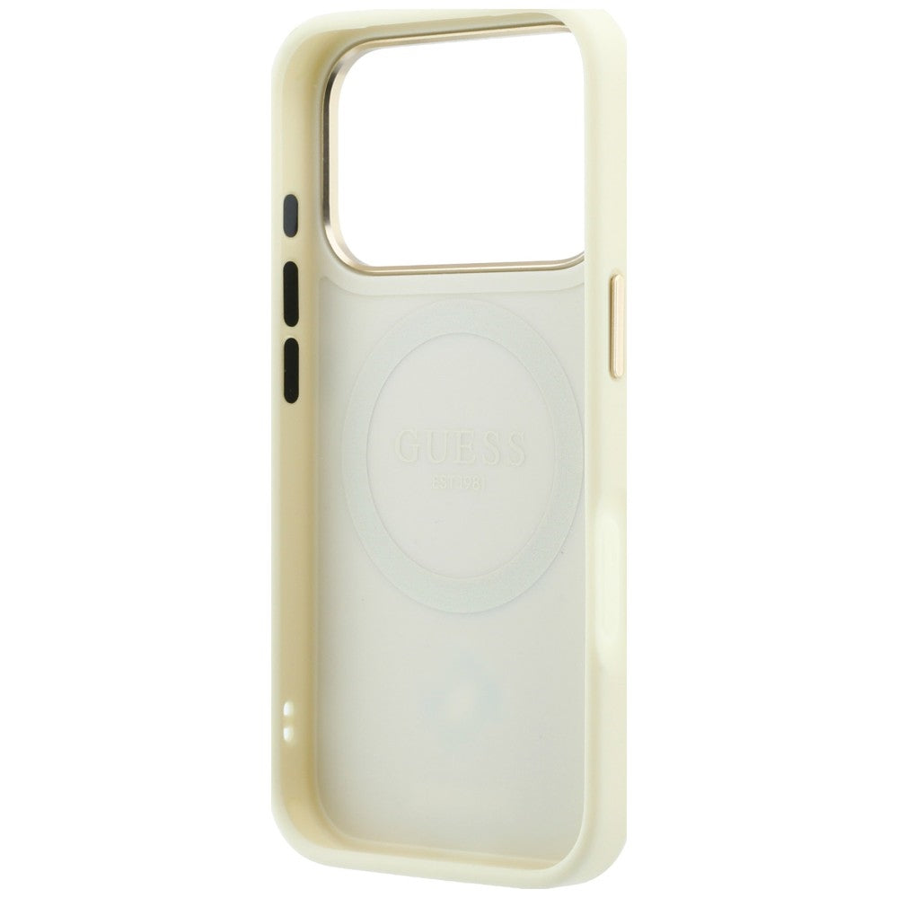 Калъф MagSafe за Apple iPhone 18 Pro Max / 17 Pro Max, Guess, Stripe Peony 4G, Бежов
