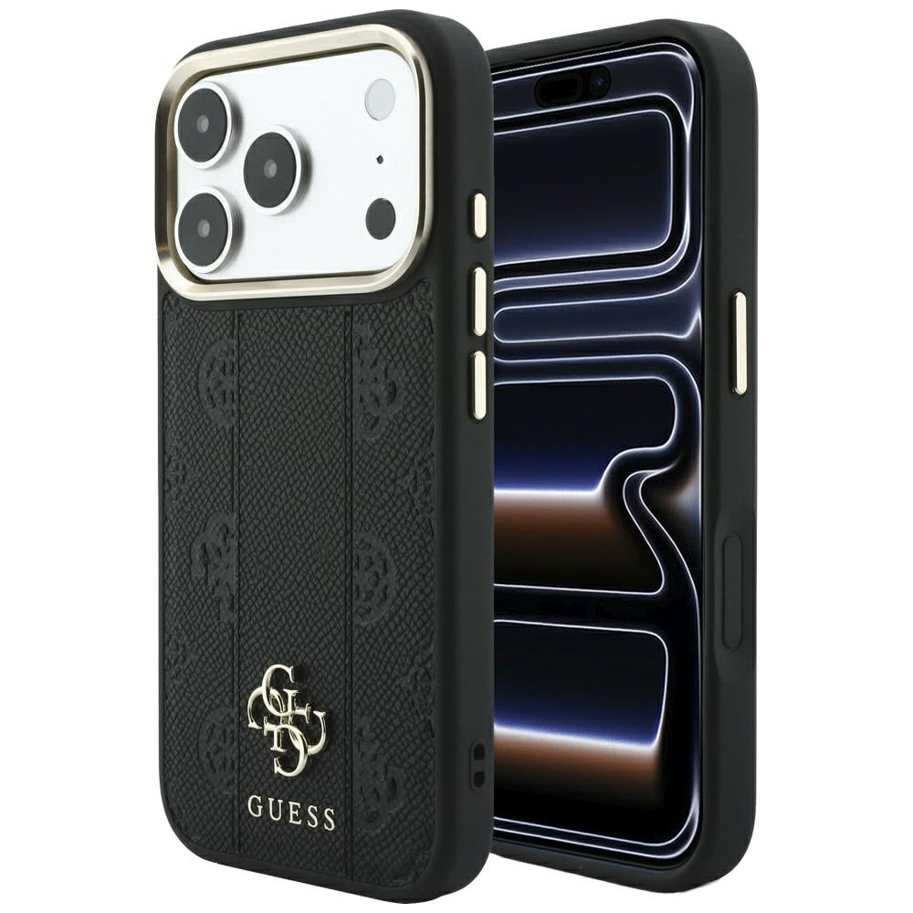 Калъф MagSafe за Apple iPhone 18 Pro Max / 17 Pro Max, Guess, Stripe Peony 4G, Черен