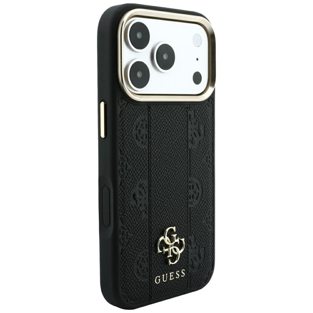 Калъф MagSafe за Apple iPhone 18 Pro Max / 17 Pro Max, Guess, Stripe Peony 4G, Черен