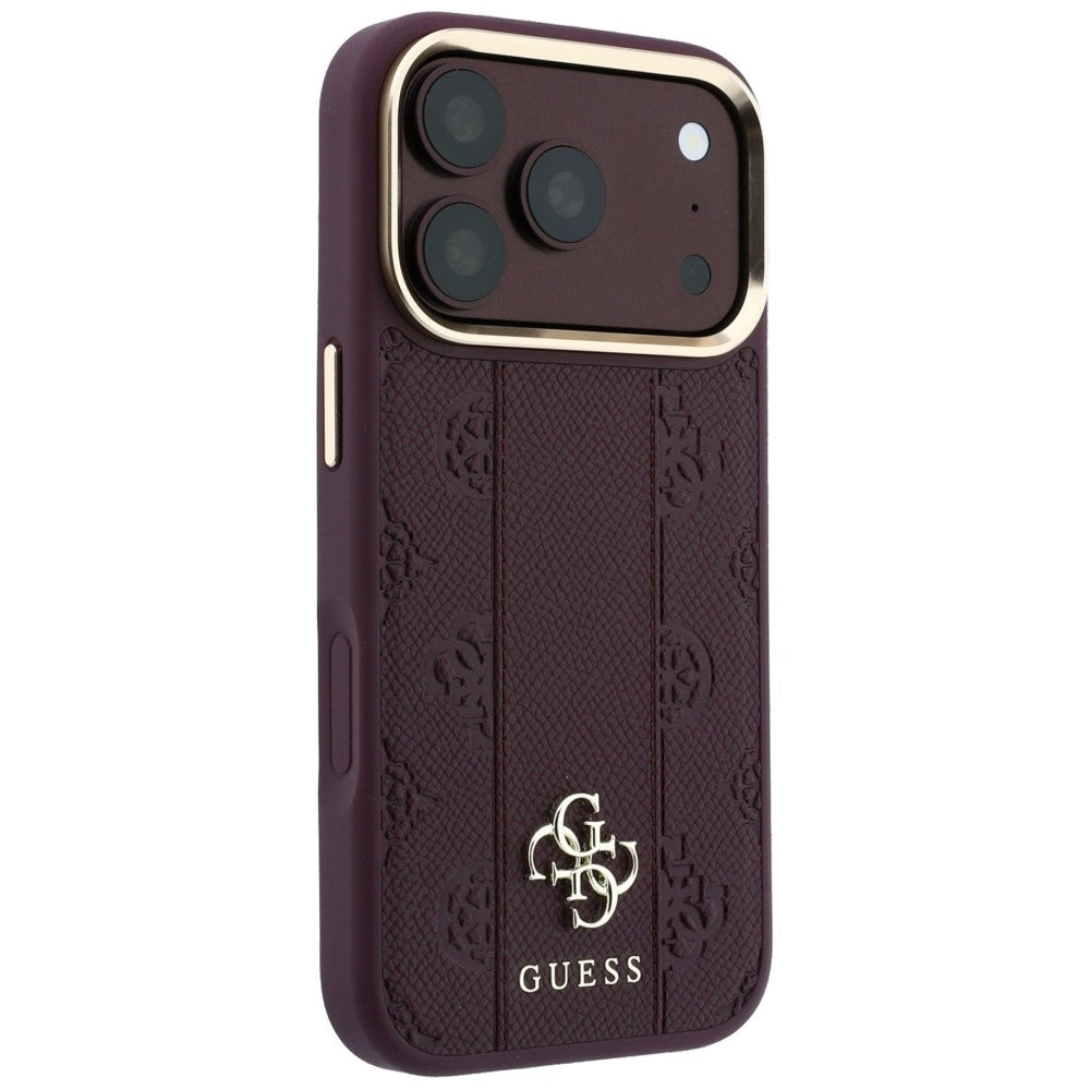 Калъф MagSafe за Apple iPhone 18 Pro Max / 17 Pro Max, Guess, Stripe Peony 4G, Бордо