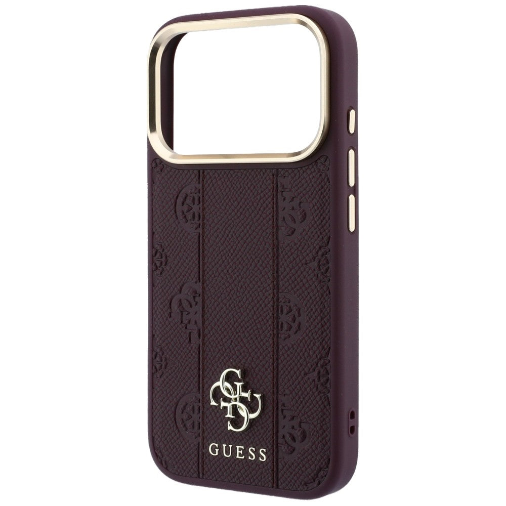Калъф MagSafe за Apple iPhone 18 Pro Max / 17 Pro Max, Guess, Stripe Peony 4G, Бордо
