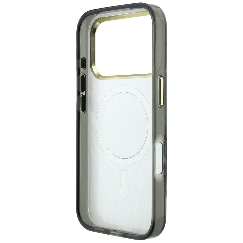 Калъф MagSafe за Apple iPhone 18 Pro Max / 17 Pro Max, Guess, Zebra Glitter Triangle Logo, Сребрист